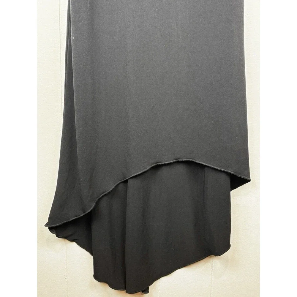 Vintage Y2K 2000s Sz Medium Black Dress Babydoll Asymmetrical City Triangles